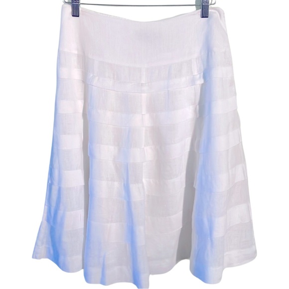 Talbots Dresses & Skirts - Talbots White Linen Layered Flare Skirt Size 6P